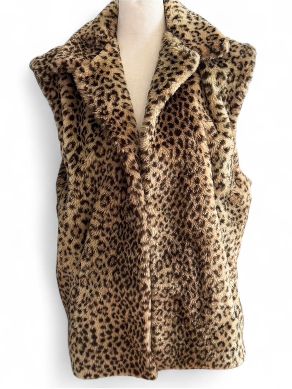Vintage Reversible Cheetah Print Faux Fur Vest Fits Large